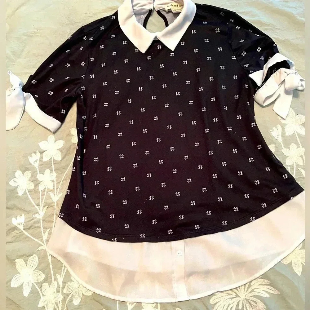 Contrast color cute top